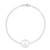 Adelaide Mini bracelet featuring one 1/2” cutout Peace Sign in 14k white gold