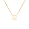 Adelaide Mini necklace featuring one 1/2” cutout Peace Sign in 14k yellow gold - front view