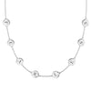 14k white gold cable chain necklace featuring eight 1/4” flat engraved letter discs, spelling Fearless