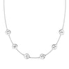 14k white gold cable chain necklace featuring six 1/4” flat engraved letter discs, spelling Grammy
