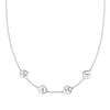 14k white gold cable chain necklace featuring four 1/4” flat engraved letter discs, spelling Mama