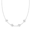 14k white gold cable chain necklace featuring four 1/4” flat engraved letter discs, spelling Vote