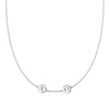 14k white gold cable chain necklace featuring two 1/4” flat engraved letter discs, spelling XO