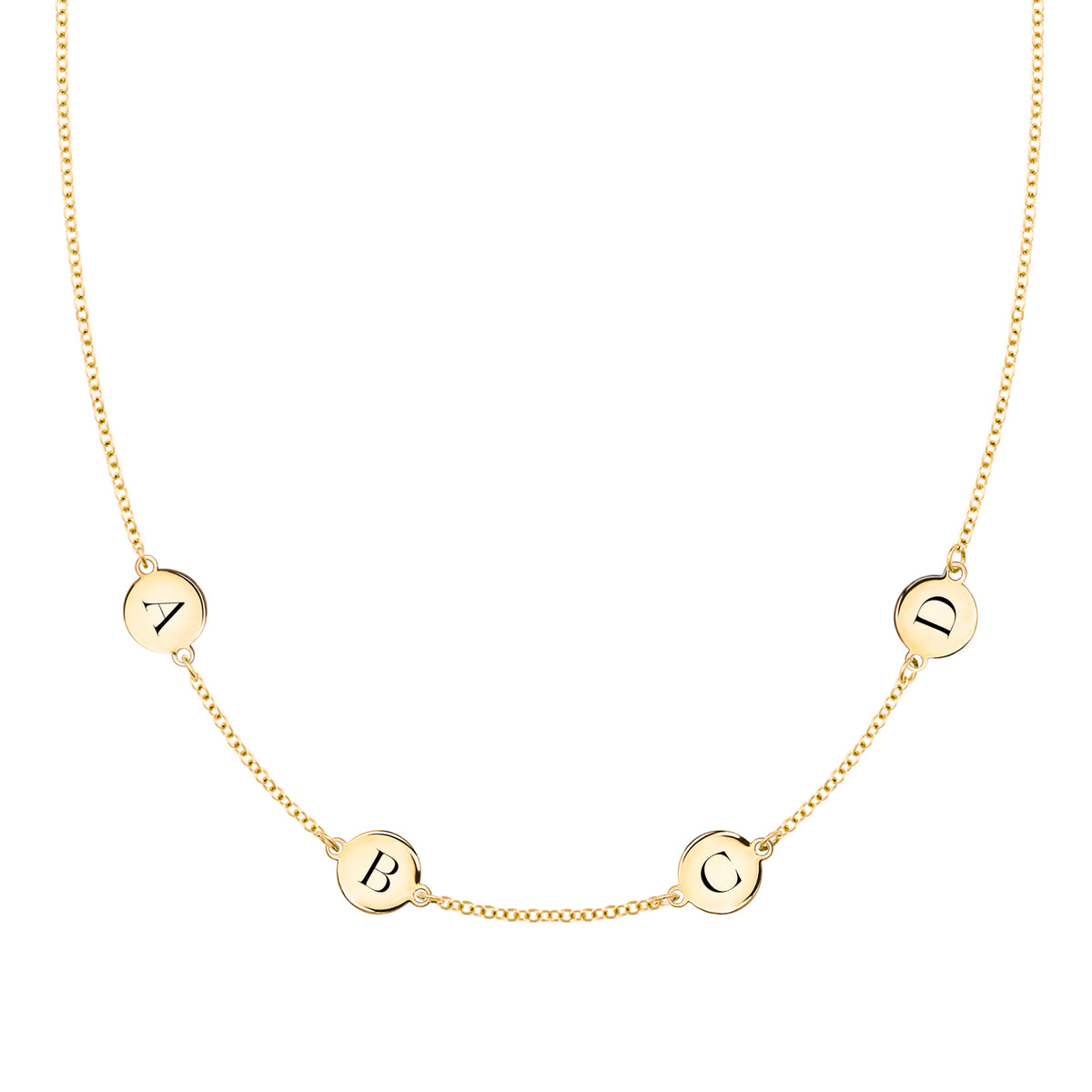 Personalized 4 Letter Necklace in 14k Gold (Double Spacing)