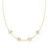 14k yellow gold cable chain necklace featuring four 1/4” flat discs engraved with the letters ABCD - front view