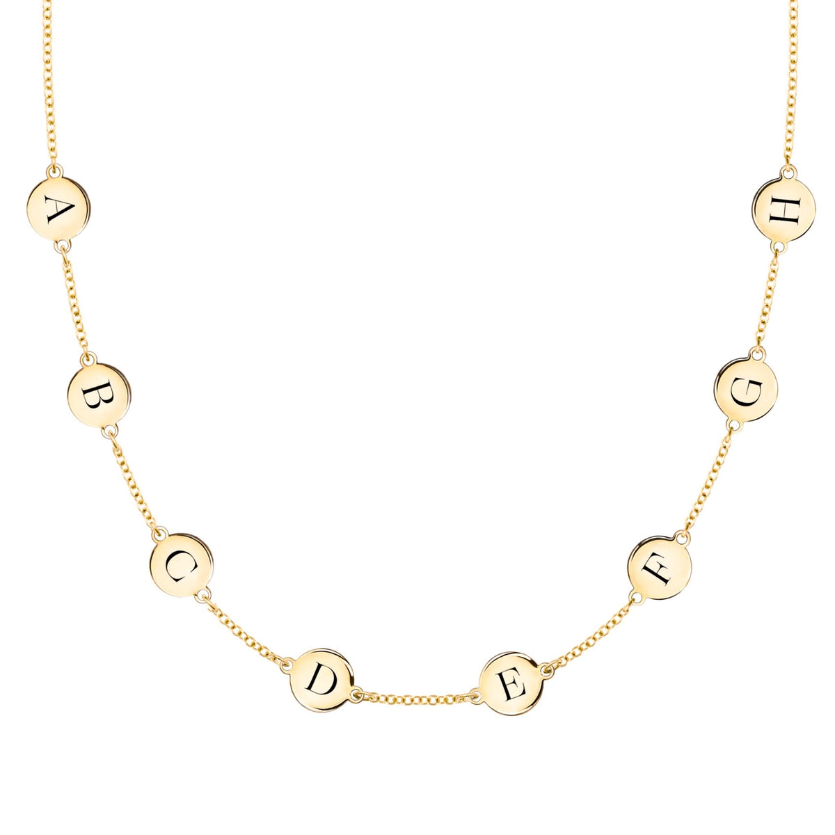 Letter Necklace in 14k Gold (Single Spacing)