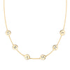 14k yellow gold cable chain necklace featuring six 1/4” flat engraved letter discs, spelling Grammy - front view