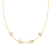 14k yellow gold cable chain necklace featuring four 1/4” flat engraved letter discs, spelling Mama - front view