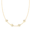 14k yellow gold cable chain necklace featuring four 1/4” flat engraved letter discs, spelling Nana - front view
