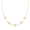 14k yellow gold cable chain necklace featuring five 1/4” flat engraved letter discs, spelling Nonna - front view