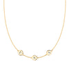 14k yellow gold cable chain necklace featuring three 1/4” flat engraved letter discs, spelling USA - front view