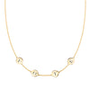 14k yellow gold cable chain necklace featuring four 1/4” flat engraved letter discs, spelling Vote - front view