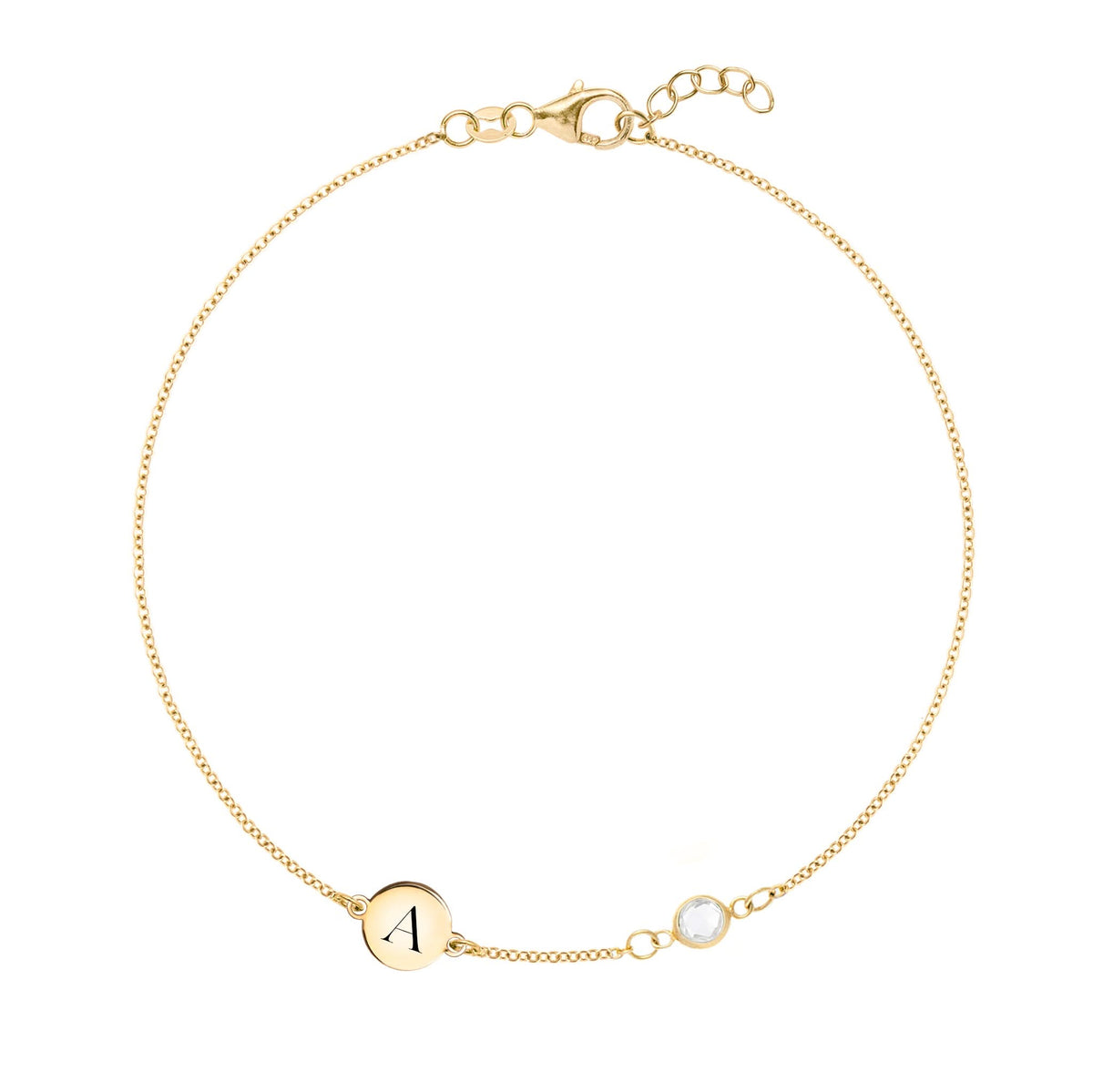 Letter Petite Birthstone Bracelet in 14k Gold