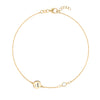 14k yellow gold Classic bracelet featuring one birthstone and one 1/4” flat disc engraved with the letter A - front view
