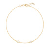 Personalized cable chain bracelet featuring two 4 mm briolette cut gemstones bezel set in 14k yellow gold - front view
