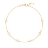 Personalized cable chain bracelet featuring six 4 mm briolette cut gemstones bezel set in 14k yellow gold - front view