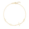 14k yellow gold Classic cable chain bracelet featuring three birthstones and a 1/2