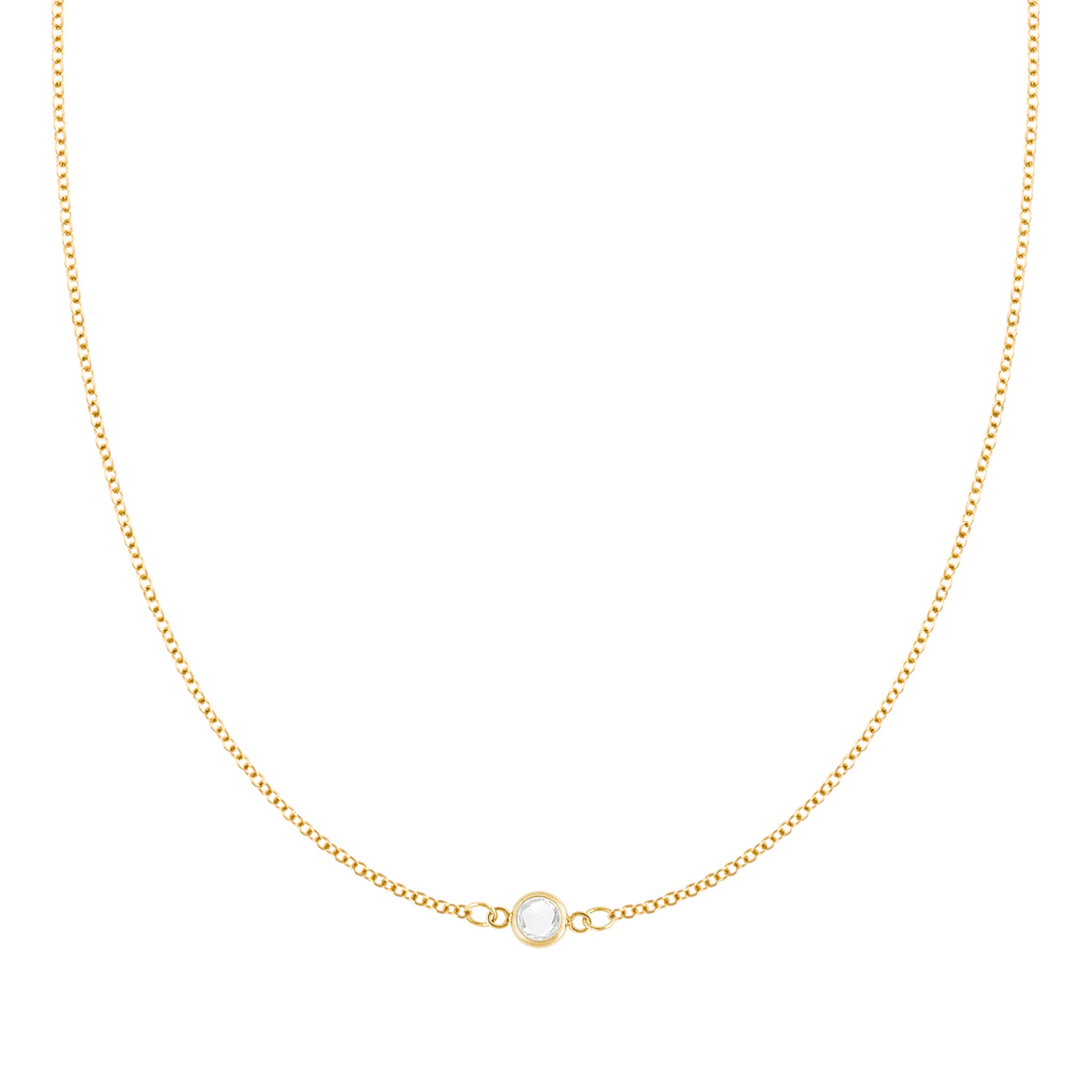 Personalized Classic 1 Birthstone Necklace in 14k Gold