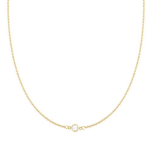 Petite 1 Birthstone Necklace in 14k Gold