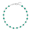 Newport 14k white gold bracelet featuring eighteen 4 mm briolette cut bezel set emeralds