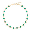Newport 14k yellow gold bracelet featuring eighteen 4 mm briolette cut bezel set emeralds - front view