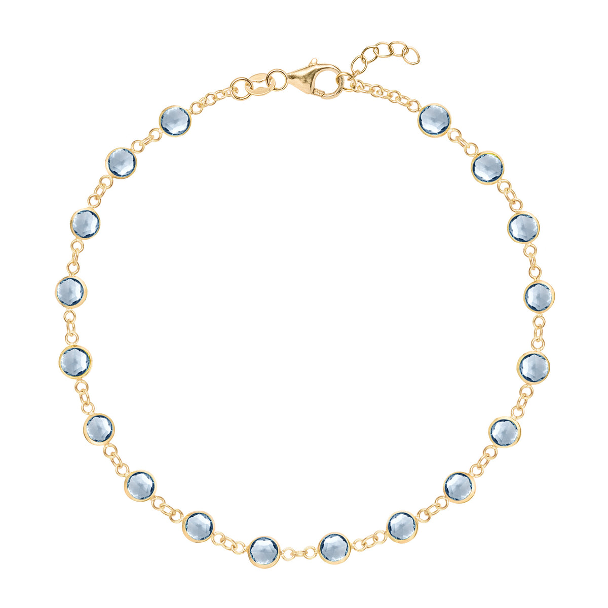 Aquamarine half moon bracelet silver chain for women – Kiri Kiri