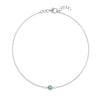 Classic cable chain bracelet featuring one 4 mm briolette cut Nantucket blue topaz bezel set in 14k white gold