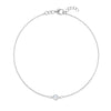 Classic cable chain bracelet featuring one 4 mm briolette cut moonstone bezel set in 14k white gold