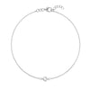 Classic cable chain bracelet featuring one 4 mm briolette cut white topaz bezel set in 14k white gold