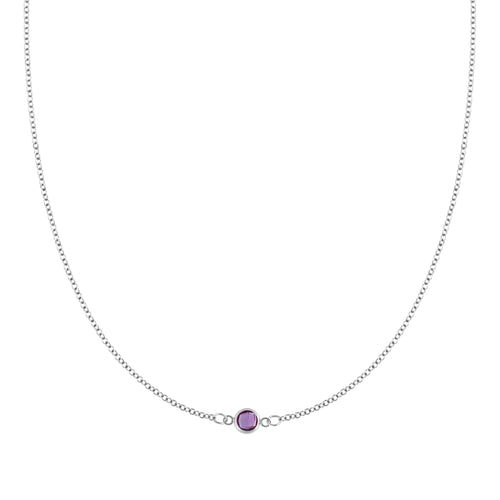 The Vault: Petite 1 Amethyst Necklace, Size Large White Gold