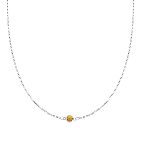 Petite 1 Citrine Necklace in 14k Gold (November) - White Gold