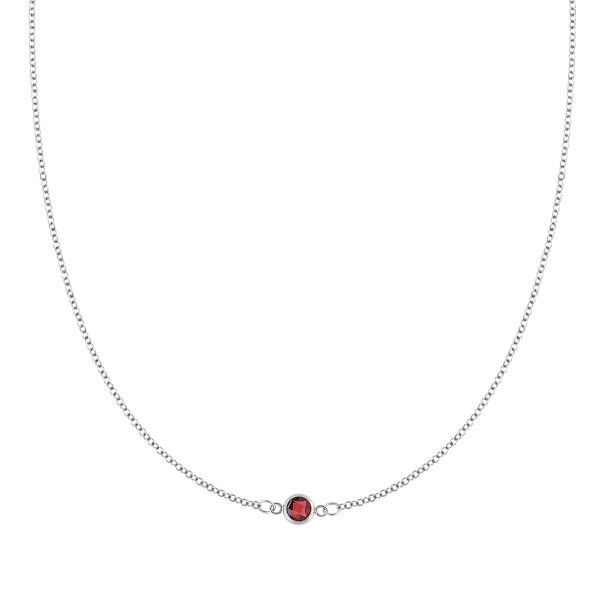 The Vault: Petite 1 Garnet Necklace, Size Medium White Gold