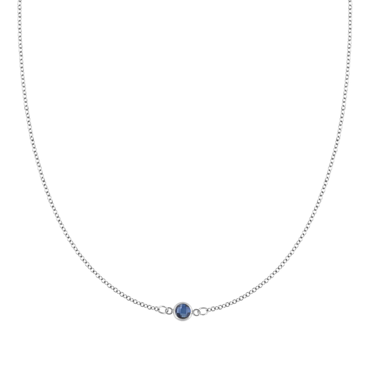 The Vault: Petite 1 Sapphire Necklace, Size Medium White Gold