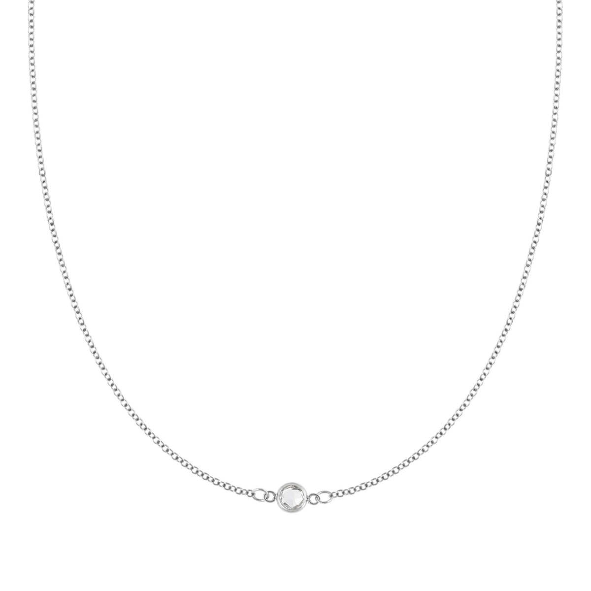 The Vault: Petite 1 White Topaz Necklace, Size Medium White Gold