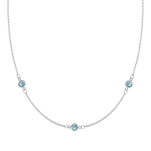 Bayberry 3 Nantucket Blue Topaz Necklace in 14k Gold (December) - White Gold