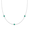 Bayberry 1.17 mm cable chain birthstone necklace featuring three 4 mm briolette emeralds bezel set in 14k white gold