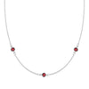 Bayberry 1.17 mm cable chain birthstone necklace featuring three 4 mm briolette garnets bezel set in 14k white gold