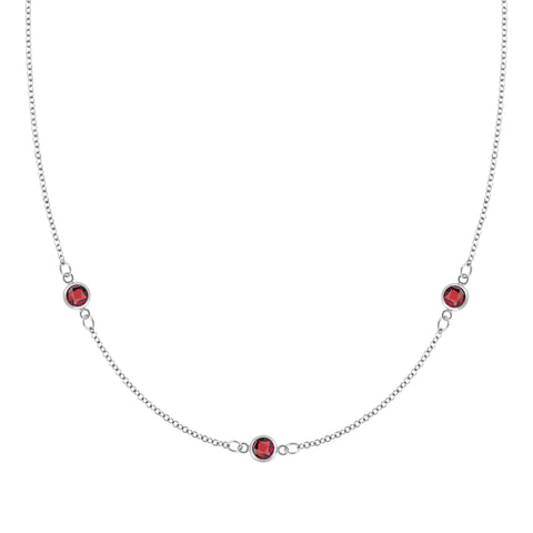 Bayberry 3 Garnet Necklace in 14k Gold (January) - White Gold