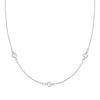 Bayberry 1.17 mm cable chain birthstone necklace featuring three 4 mm briolette moonstones bezel set in 14k white gold