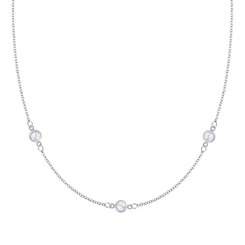 Bayberry 3 Moonstone Necklace in 14k Gold (June) - White Gold