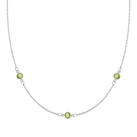 Bayberry 3 Peridot Necklace in 14k Gold (August) - White Gold