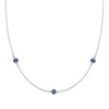 Bayberry 1.17 mm cable chain birthstone necklace featuring three 4 mm briolette sapphires bezel set in 14k white gold