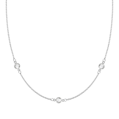 Bayberry 3 White Topaz Necklace in 14k Gold (April) - White Gold