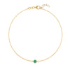 Classic cable chain bracelet featuring one 4 mm briolette cut emerald bezel set in 14k yellow gold - front view