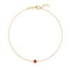 Classic cable chain bracelet featuring one 4 mm briolette cut garnet bezel set in 14k yellow gold - front view