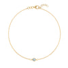 Classic cable chain bracelet featuring one 4 mm briolette cut aquamarine bezel set in 14k yellow gold - front view