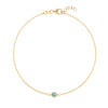 Classic cable chain bracelet featuring one 4 mm briolette cut Nantucket blue topaz bezel set in 14k yellow gold - front view