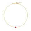 Classic cable chain bracelet featuring one 4 mm briolette cut ruby bezel set in 14k yellow gold - front view
