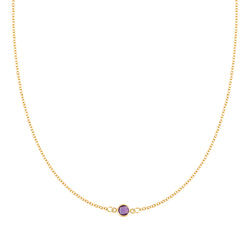 Classic 1 Amethyst Necklace in 14k Gold (February)