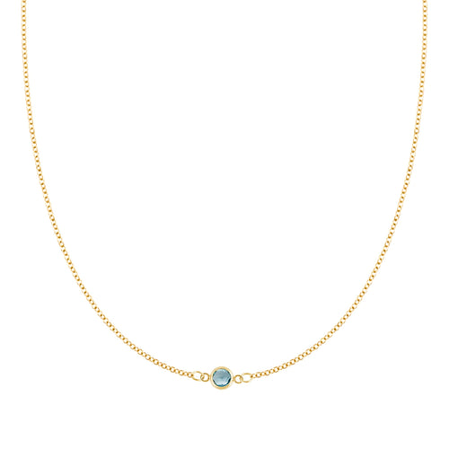 Petite 1 Nantucket Blue Topaz Necklace in 14k Gold (December)
